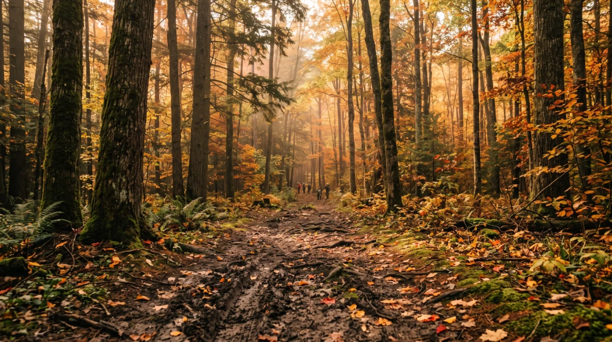Photo: forest path in October light, see photos.md #7